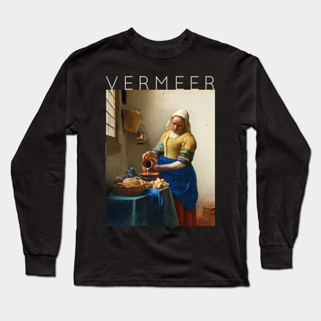 Johannes Vermeer - The Milkmaid Long Sleeve T-Shirt by TwistedCity